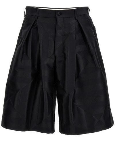 Comme Des Garcons Hommes Plus Double Front Pleats Bermuda Shorts - Black