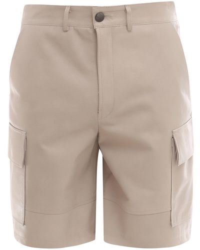 DFOUR® Leather Bermuda Shorts - Natural