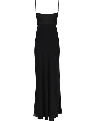 ANDAMANE Long Dress With Shawl Neckline - Black