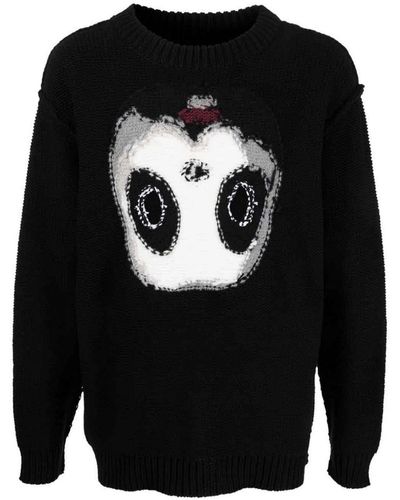 Doublet Panda Wool Blend Crewneck Sweater - Black