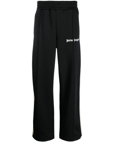 Palm Angels Wide-leg Track Trousers With Logo - Black