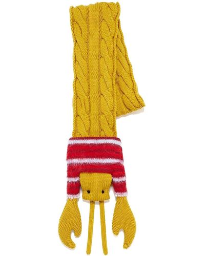 Marni Mustard Chunky Cable-knit Scarf - White