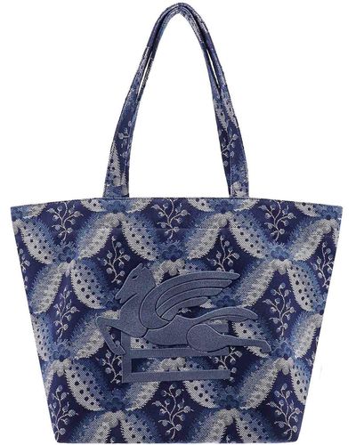 Etro Jacquard Fabric Bag Floralia Print - Blue