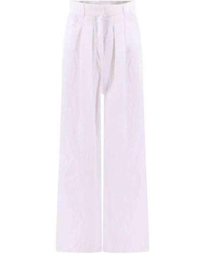 Krizia Linen Trouser With Frontal Pinces - Pink