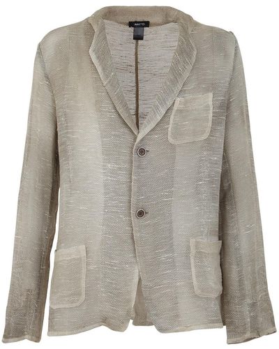 Avant Toi Blazer Styled Knitted Cardigan - Grey