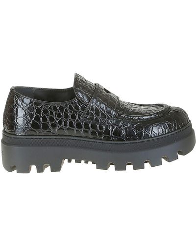Car Shoe Leather Loafers - Gray