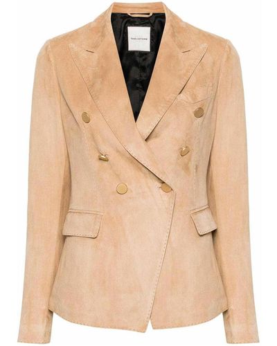 Tagliatore Leather Double-breasted Jacket - Natural