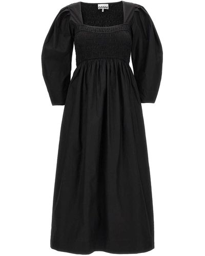 Ganni Smock Stitch Dress - Black