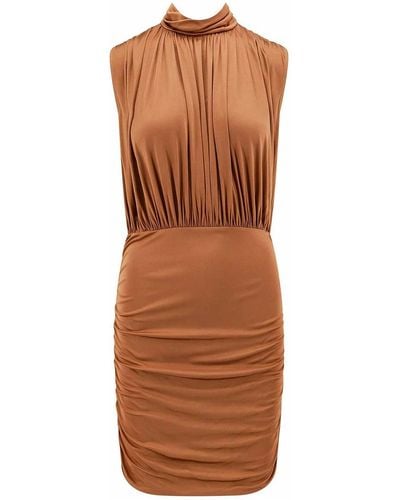 Semicouture Viscose Draped Dress - Brown
