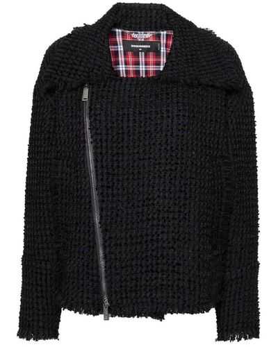 DSquared² Basket Weave Coat - Black