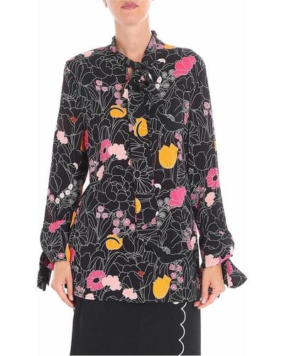 Vivetta Josh Blouse With Multicolour Floral Prin - Black