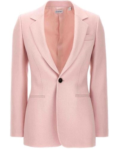 Burberry Single-breasted Tailored Blazer - Pink