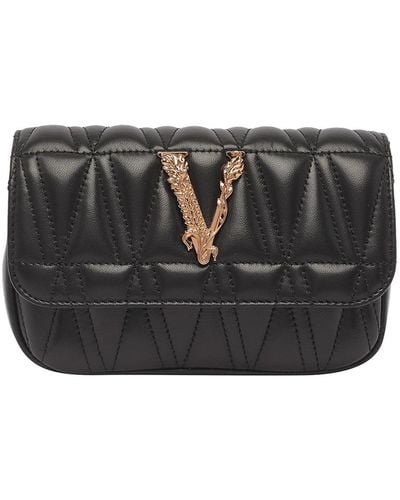 Versace Virtus Quilted Leather Bag - Black