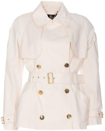 Elisabetta Franchi Double Breasted Jackets - Natural