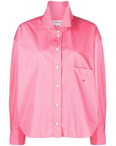 Victoria Beckham Tuck Detail Cropped S Shirt - Pink