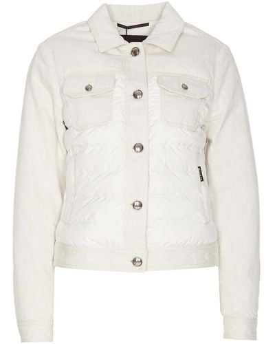 Moorer Petunia Denim Jacket With Buttons - White