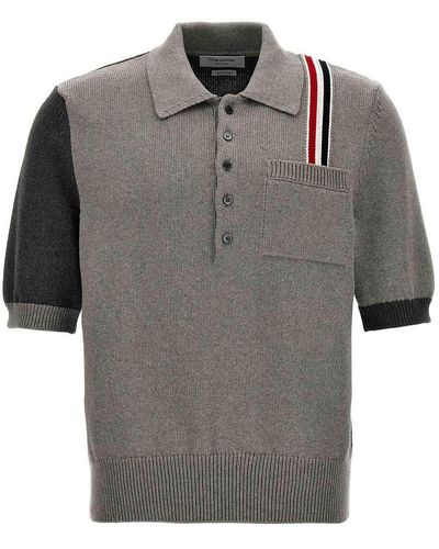 Thom Browne Fun Mix Jersey Stitch Polo Shirt - Grey