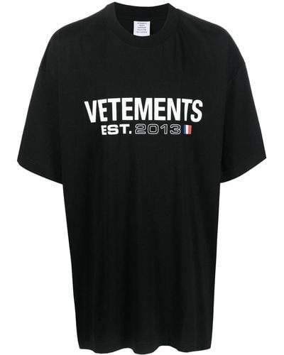 Vetements Logo Cotton T-shirt - Black