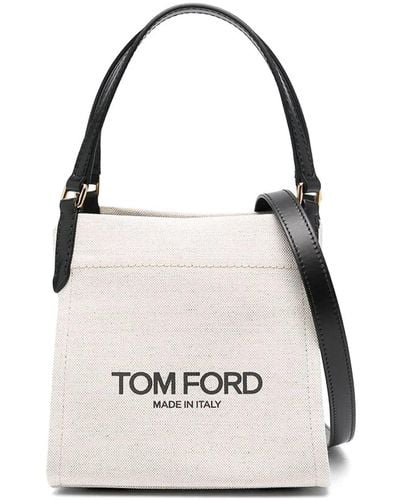 Tom Ford Ecru Black Bag - White