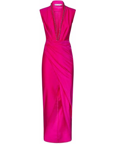 House of Amen Long Fuchsia Stretch Lycra Dress - Pink