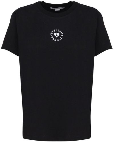 Stella McCartney Cotton T-shirt With Circular Logo - Black