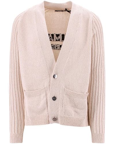 Balmain Cotton Blend Cardigan With Back Logo - Pink