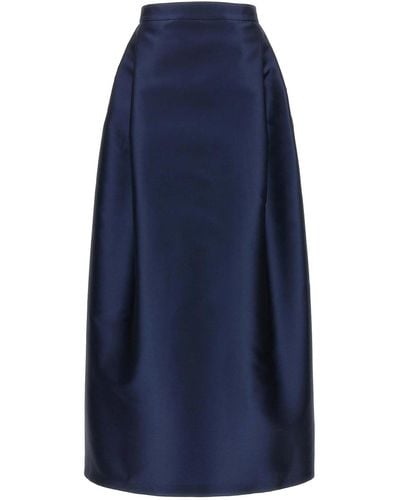 Alberta Ferretti Unlined Skirt Mikado Fabric - Blue