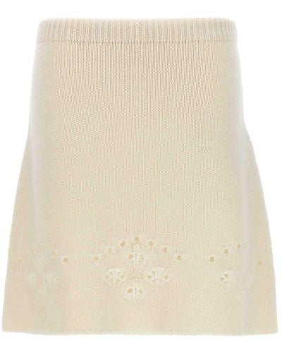 Chloé Openwork Embroidery Skirt - Natural