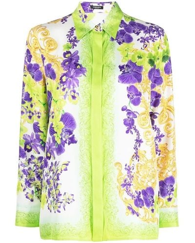 Versace Floral-print Silk Shirt - Multicolor