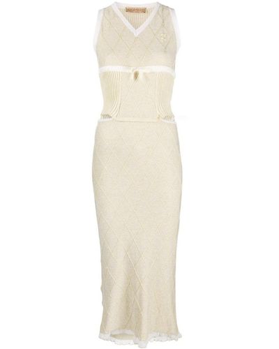 Cormio Katrine Floral-knit Midi Dress - White