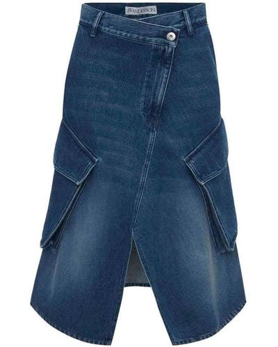 JW Anderson Cargo Pocket Midi Skirt - Blue