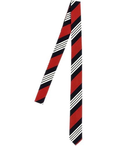 Thom Browne Bar Pattern Silk Tie - Red