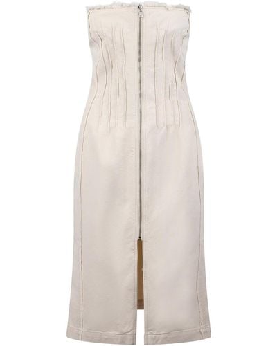 Yuzefi Zon Zip Denim Dress - White
