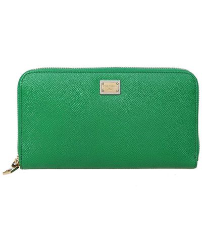 Dolce & Gabbana Leather Wallet With Zip Closure - Green