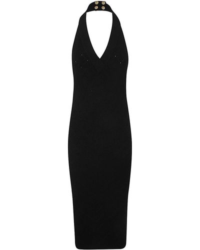 Balmain Halterneck Knit Midi Dress - Black