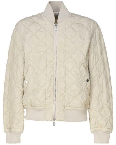 Burberry Quilted Nylon Bomber Jacket - Natural