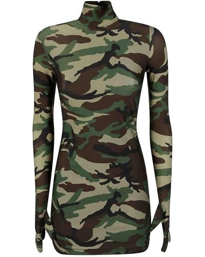 Vetements Camo Styling Dress With Gloves - Green