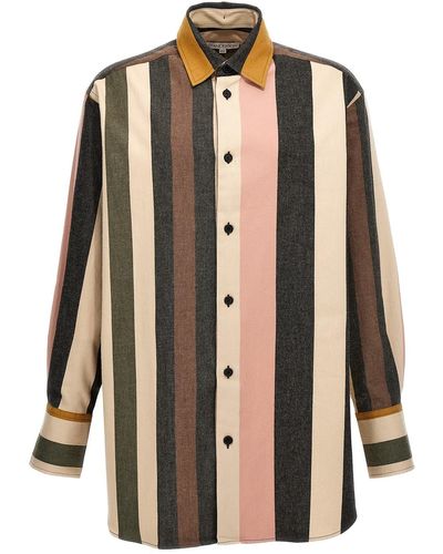 JW Anderson Logo Embroidered Striped Shirt - Black