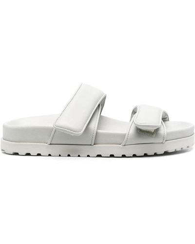 Gia Borghini Double-strap Leather Flat Sandals - White