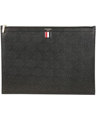 Thom Browne Leather Laptop Case - Black