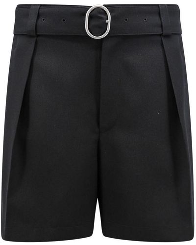 Jil Sander Wool Shorts With Belt - Black