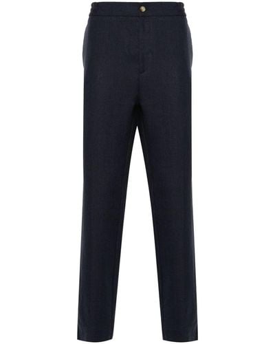 Etro Navy Linen Trousers - Blue