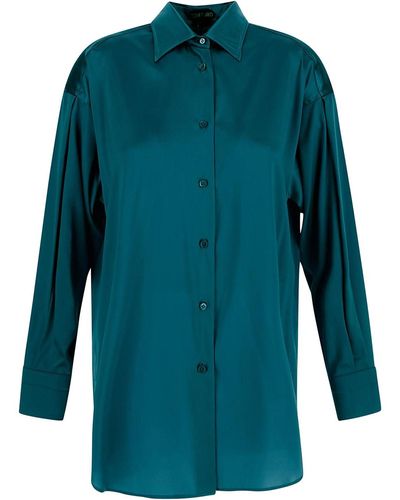 Tom Ford Shirt In Agata With Long Sleeves - Blue