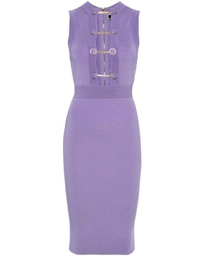 Elisabetta Franchi Shiny Viscose Sheath Dress - Purple