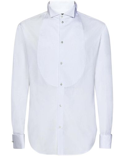 Emporio Armani Tuxedo Shirt In Cotton Poplin - White