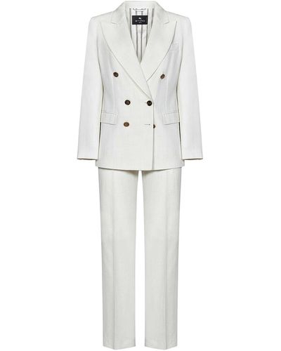 Etro Slub Fabric Suit - White