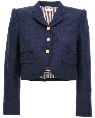 Thom Browne Cropped Flannel Jacket - Blue