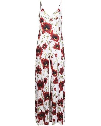 Norma Kamali Floral-print Jumpsuit With V-neck - White