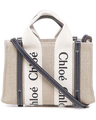Chloé Woody Mini Tote Bag - White