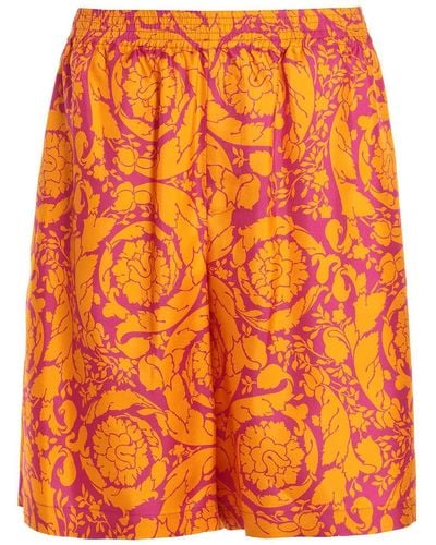 Versace Silk Bermuda Shorts - Orange